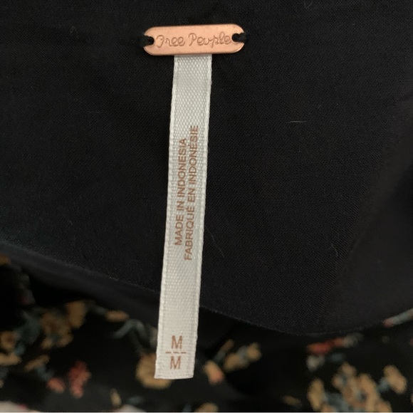 Free People Chiffon Lilou Black Floral Faux Wrap Mini Dress (Medium) - Picture 10 of 15